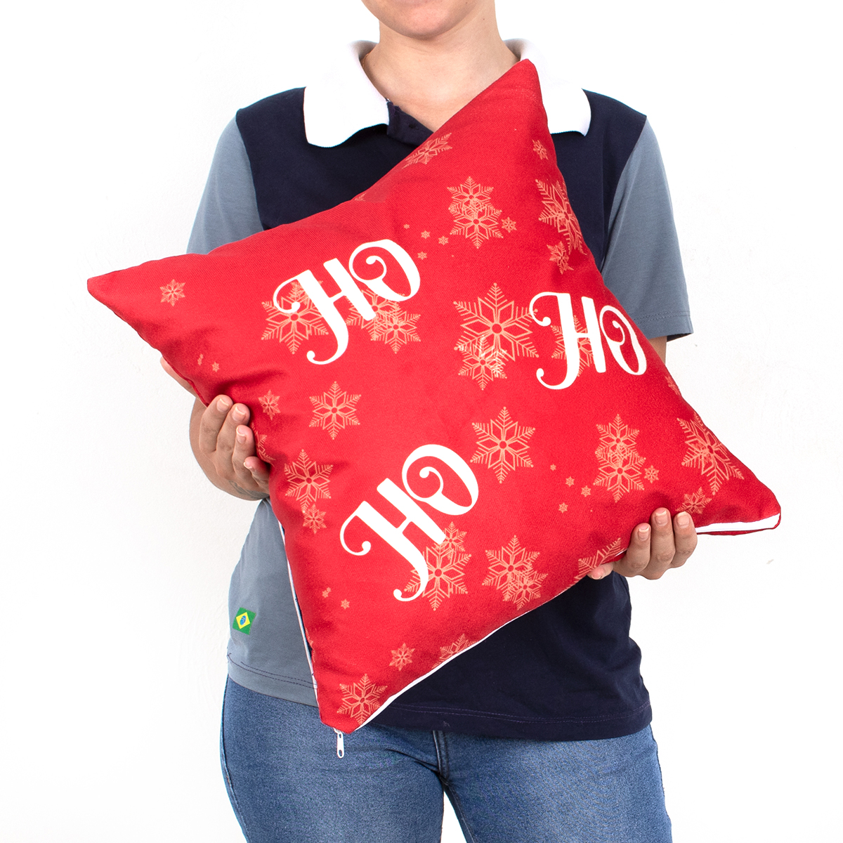 Kit Almofada para Natal 4 Unidades tecido Suede 40cm x 40cm com Refil de Silicone