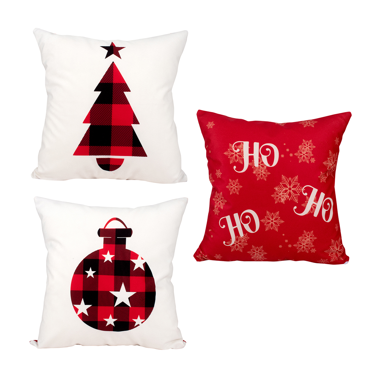 Kit Almofada para Natal Estampada Tecido Suede 3 Unidades 40cm x 40cm com Refil de Silicone