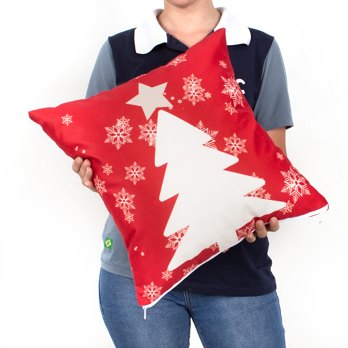 Kit Almofada para Natal Estampada Tecido Suede 40cm x 40cm com Refil