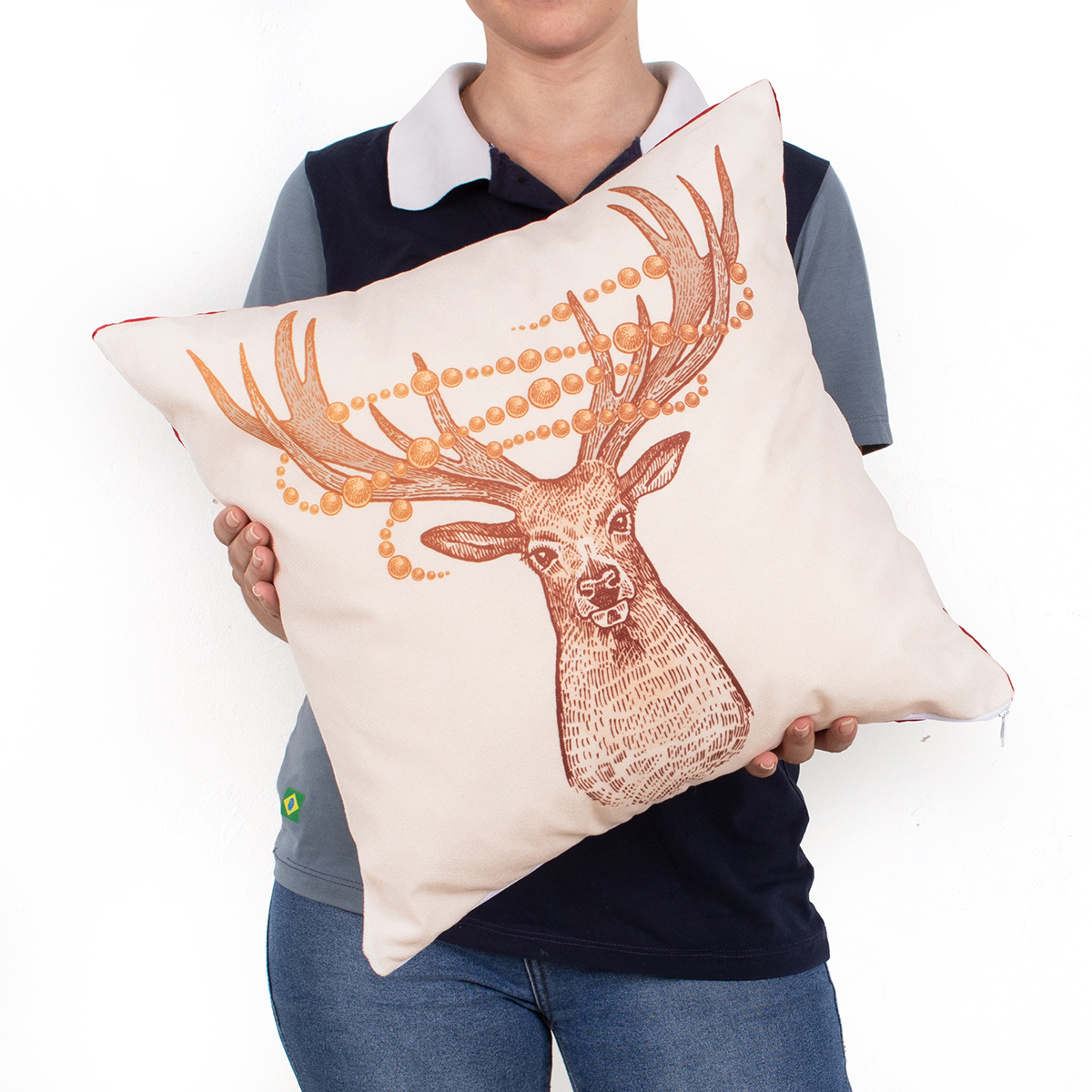 Kit Almofada para Natal Estampada de Suede 40cm x 40cm - 2 Unidades com Refil