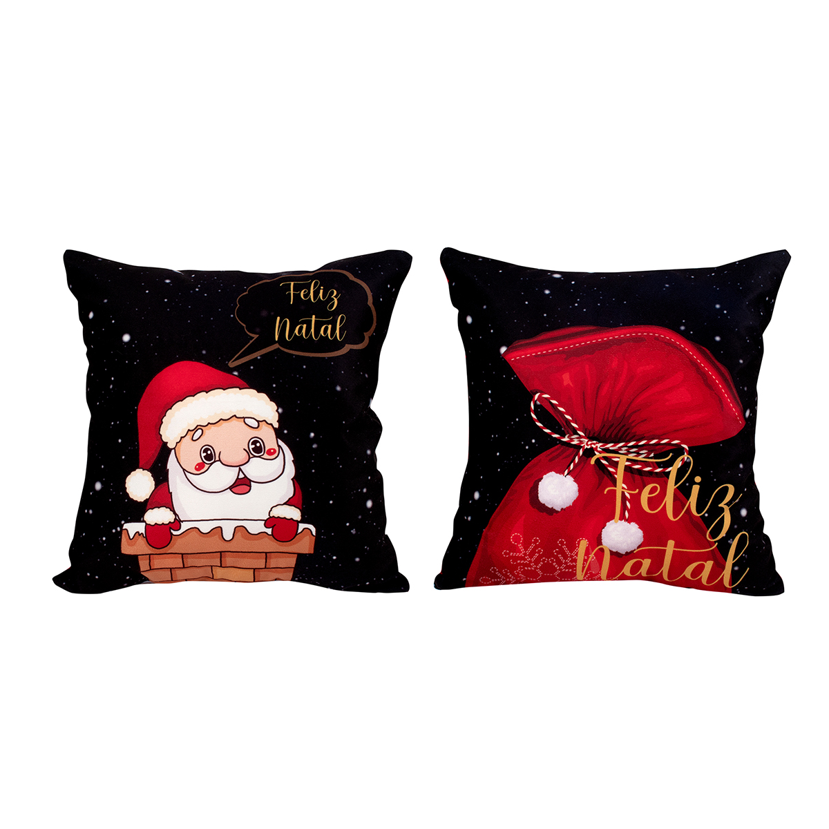 Kit Almofada para Natal Estampada de Suede 40cm x 40cm - 2 Unidades com Refil