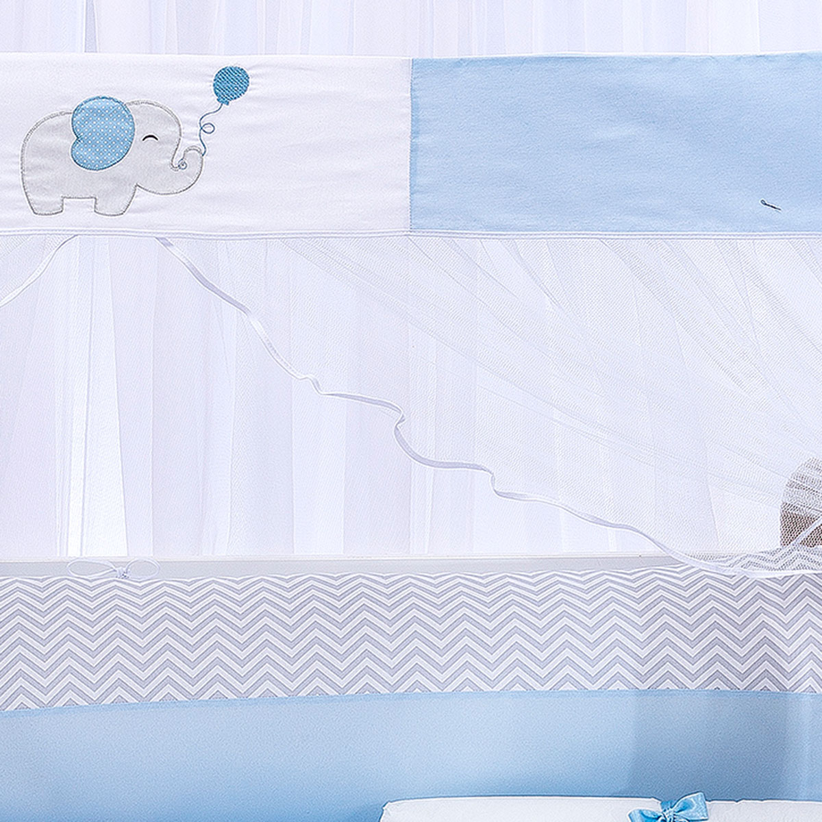 Kit Berço Padrão Americano Elefante Azul 10 Peças