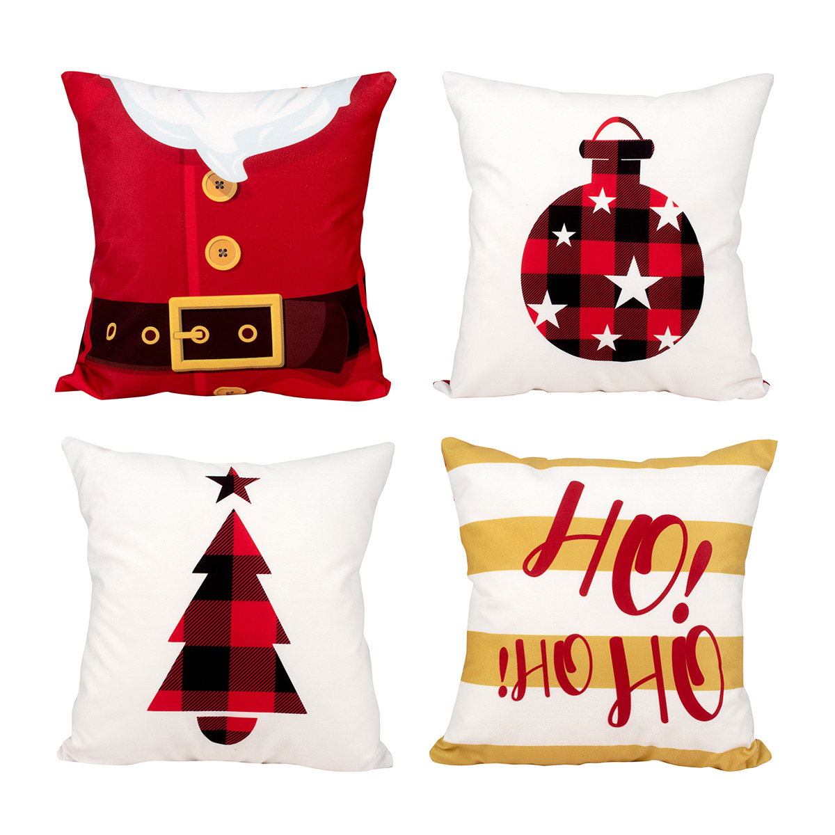 Kit Capa Natal Decorativa Estampada Tecido Suede Premium 40cm x 40cm com zíper