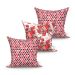 Kit Capa de Almofada Grande Decorativa Vermelha Floral e geométrica 60cm x 60cm 3 Unidades com zíper para Área Externa /Sala
