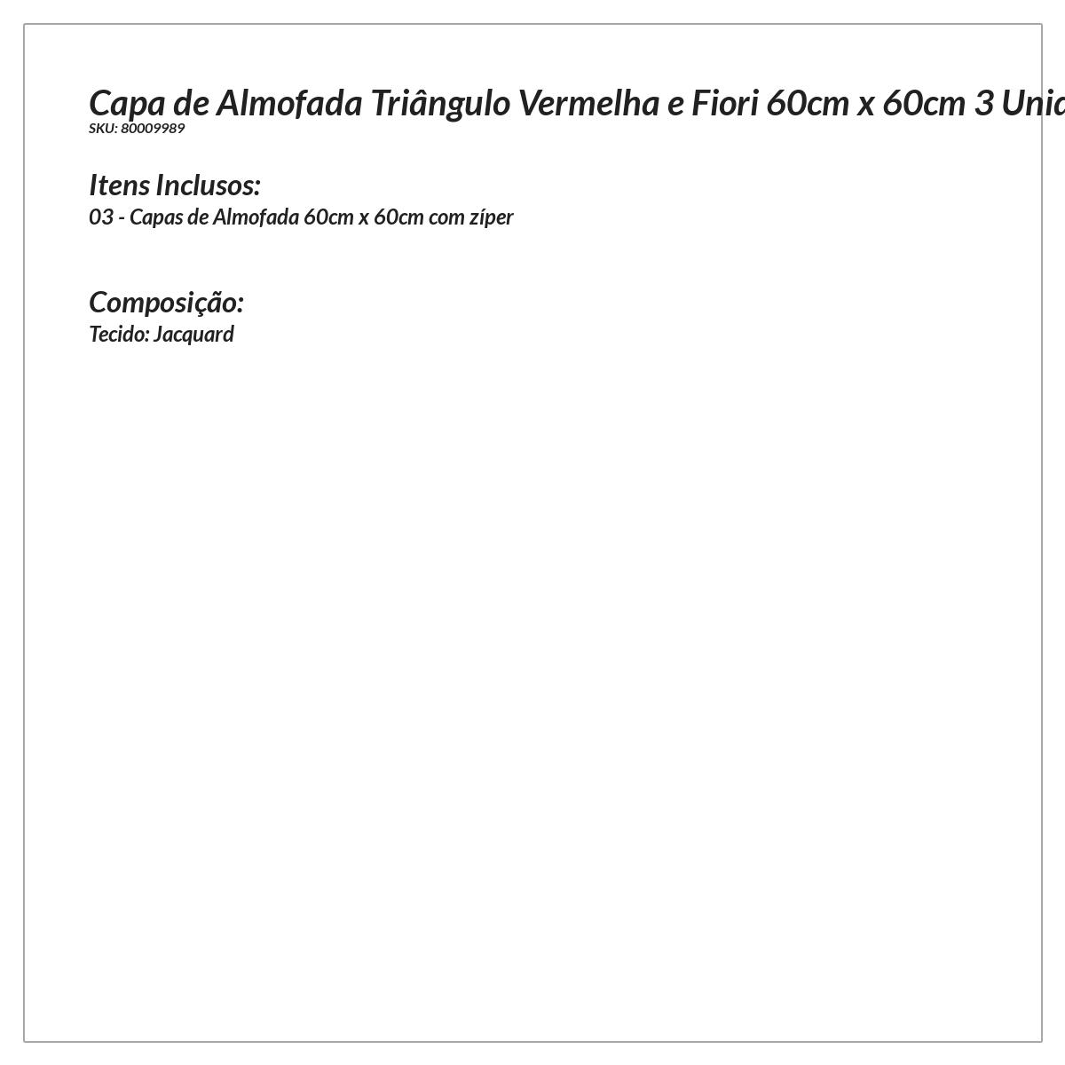 Kit Capa de Almofada Grande Decorativa Vermelha Floral e geométrica 60cm x 60cm 3 Unidades com zíper para Área Externa /Sala