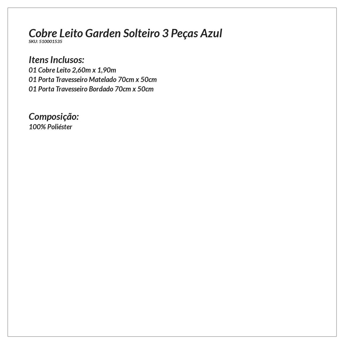 Kit Cobre Leito Infantil Bordado 3 Peças Garden com Porta Travesseiro