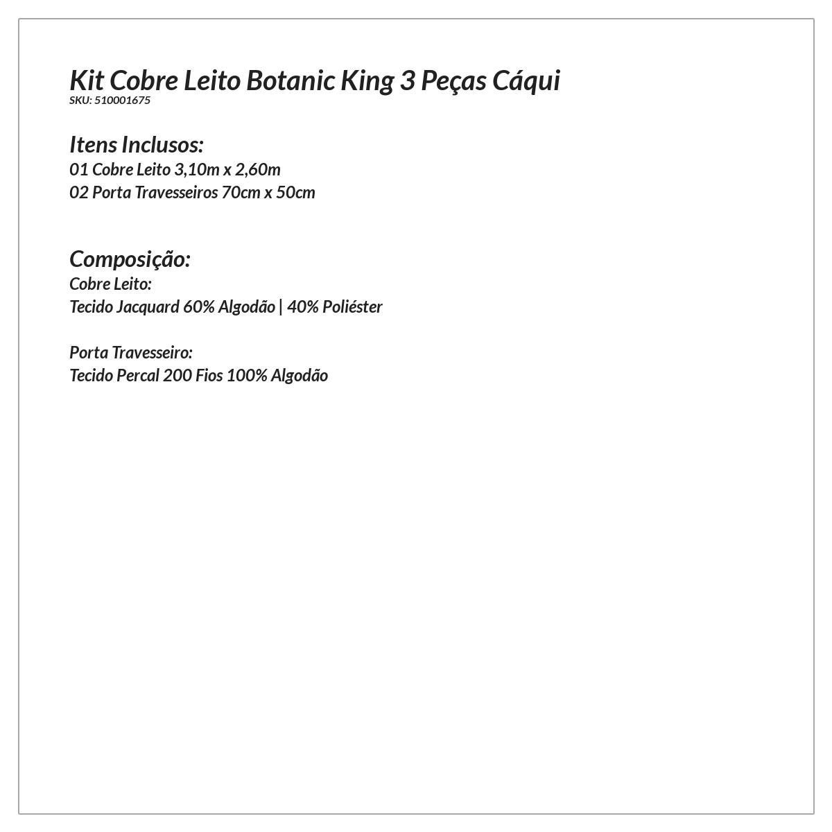 Kit Cobre Leito King Floral Estampada 3 Peças com 2 Porta Travesseiros
