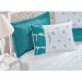 Kit Cobre Leito Queen Azul / Branco Dupla Face Matelado 5 Peças Garden