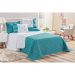 Kit Cobre Leito Queen Azul / Branco Dupla Face Matelado 5 Peças Garden