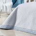 Kit Cobre Leito Queen Size Branco / Azul 400 Fios Egípcio 100% Algodão + Jogo de Cama - 7 Peças