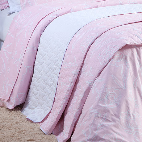 Kit Cobre Leito Solteiro Estampado Rosa Arabesco 2 Peças 100% Algodão 200 Fios