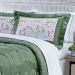 Kit Cobre Leito Verde Queen Estampado Floral Percal 200 Fios + Jogo de Lençol 100% Algodão - 7 Peças