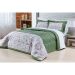 Kit Cobre Leito Verde Queen Estampado Floral Percal 200 Fios + Jogo de Lençol 100% Algodão - 7 Peças