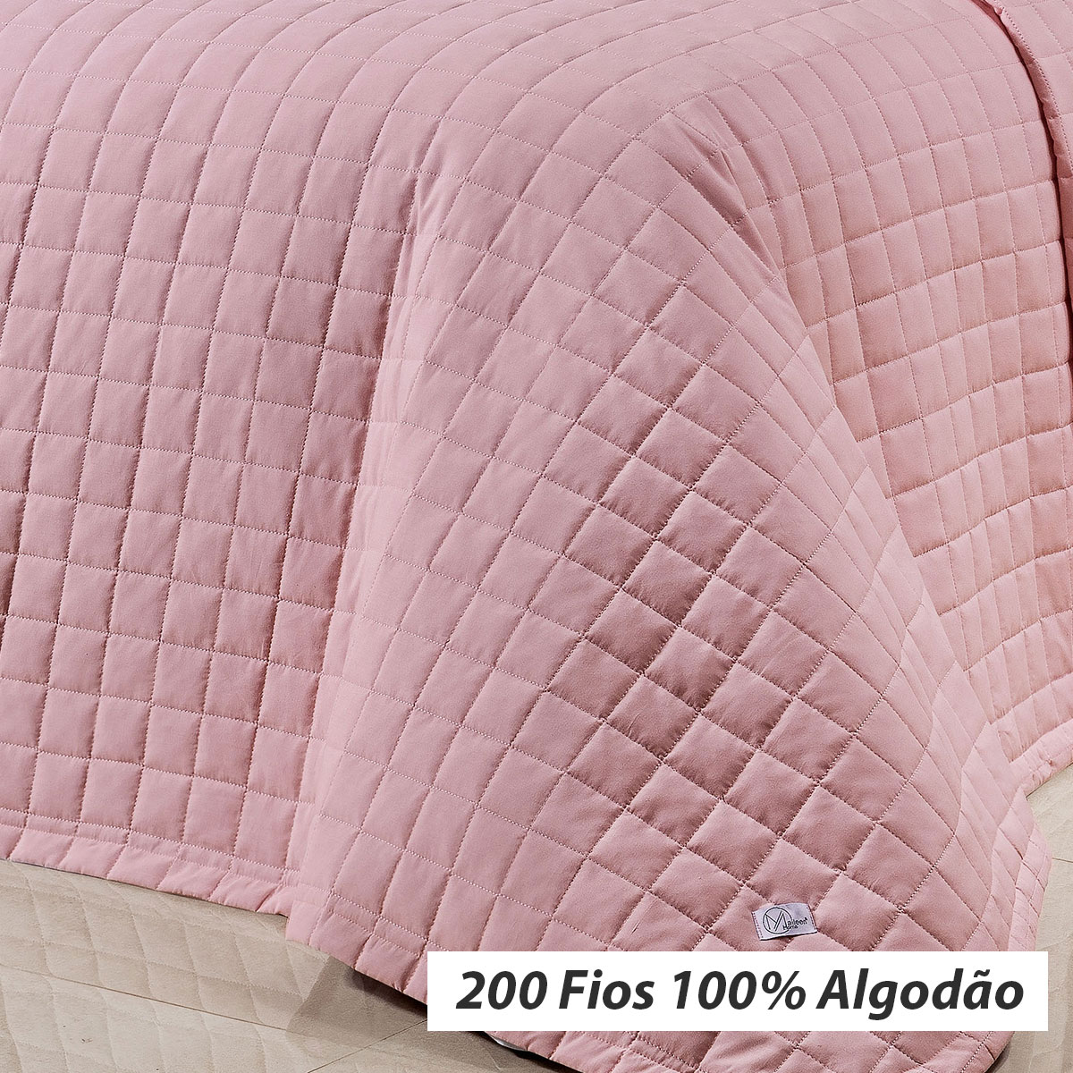 Kit Colcha Liso Solteiro Rosa 200 Fios 100% Algodão 2 Peças