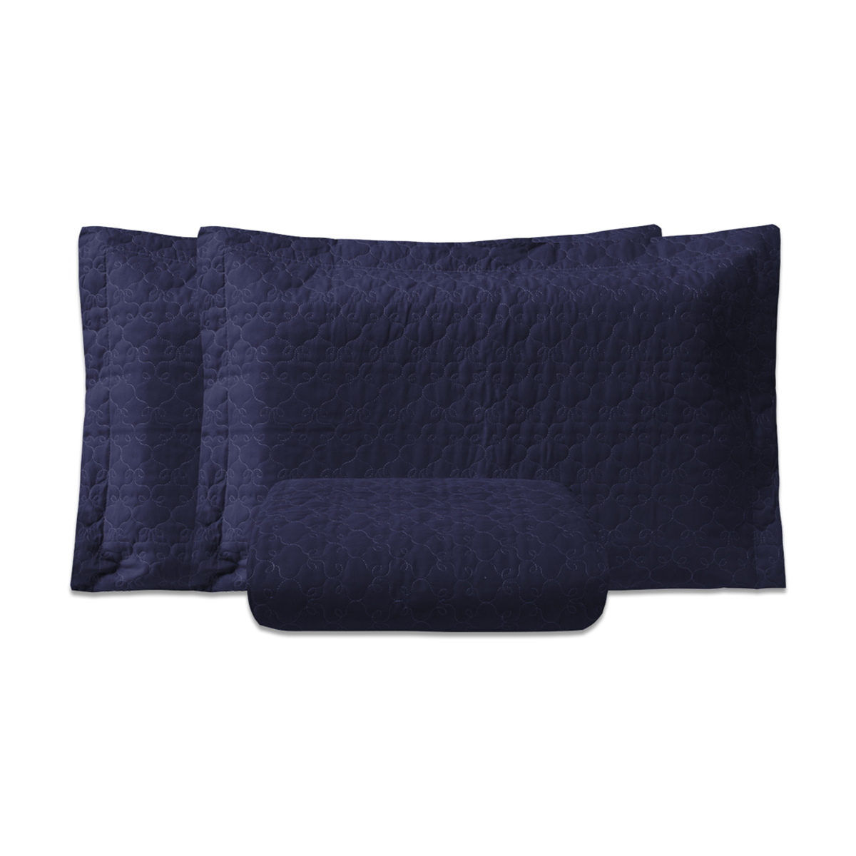 Kit Colcha Solteiro Azul Marinho 100% Algodão 200 Fios Matelado 2 Peças