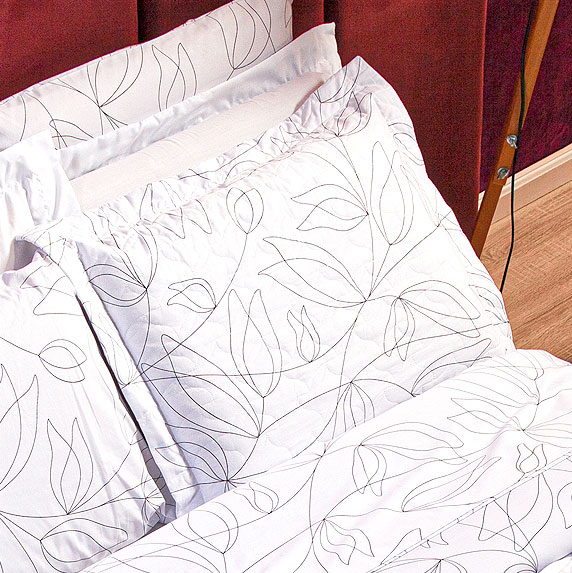 Kit Colcha Solteiro Estampado Branco Arabesco 2 Peças 100% Algodão 200 Fios
