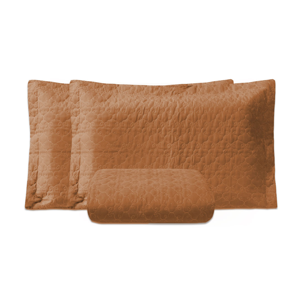 Kit Colcha Solteiro Terracota 100% Algodão 200 Fios Matelado 2 Peças