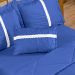 Kit Edredom Azul Queen Dupla Face 6 Peças com Almofada Decorativa
