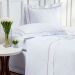 Kit Lençol de Cama Queen Size Algodão 200 Fios 4 Peças Branco com Detalhe em Rosê
