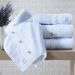 Kit de Banho Ellora Branco Felpa 100% Algodão 5 Peças Bordado