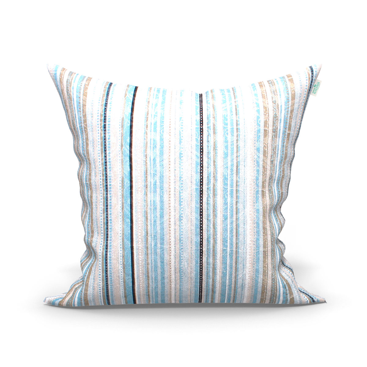Kit de Capa de Almofada Grande Floral Azul E Listrada 60cm x 60cm 3 Unidades com zíper