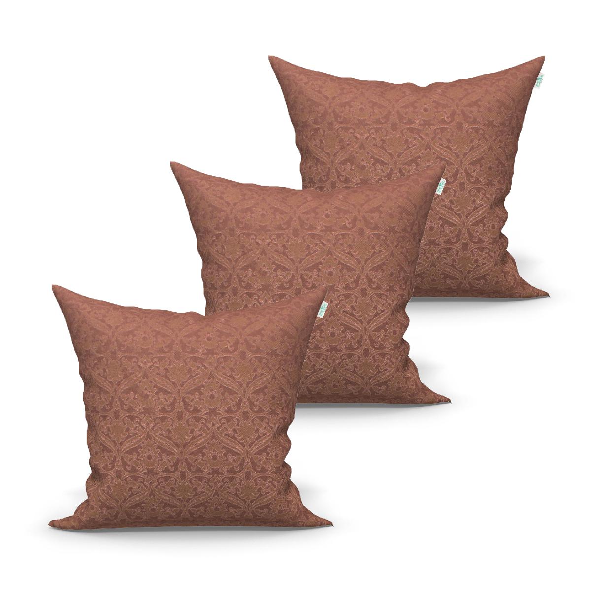 Kit de Capa de Almofada Grande Marrom Lisa 60cm x 60cm 3 Unidades com zíper