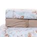 Lençol Estampado Queen Size Floral Bege 200 Fios 100% Algodão 4 Peças