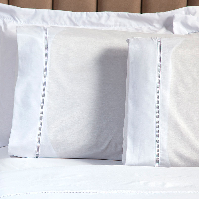 Lençol Ponto Palito Branco Queen Size 3 Peças Liso 160 Fios