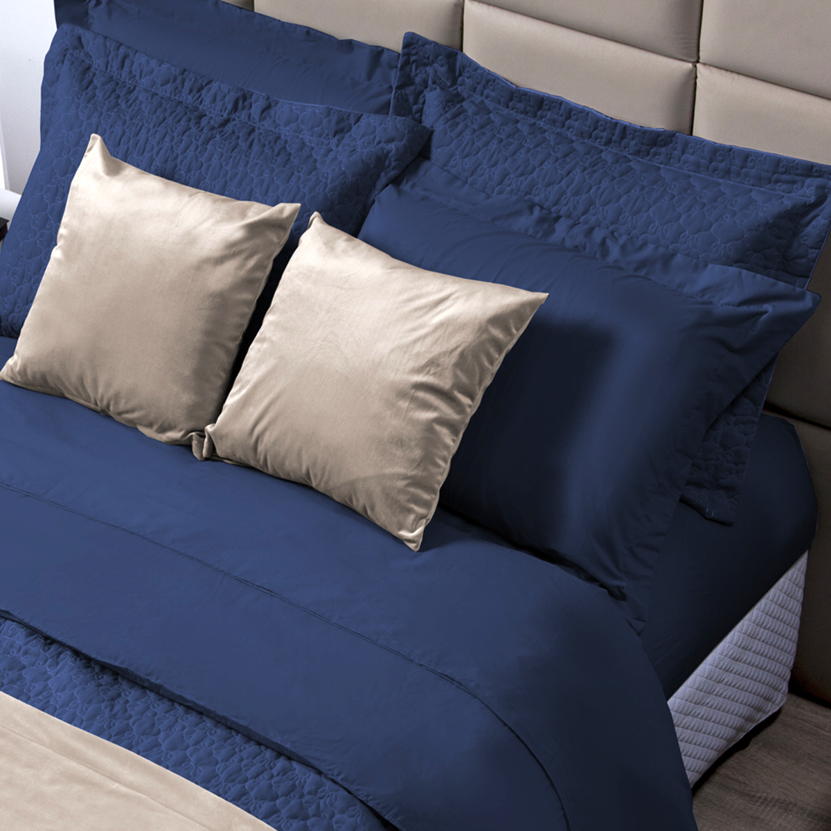Lençol para Cama de Solteiro Azul Marinho 100% Algodão 200 Fios 3 Peças
