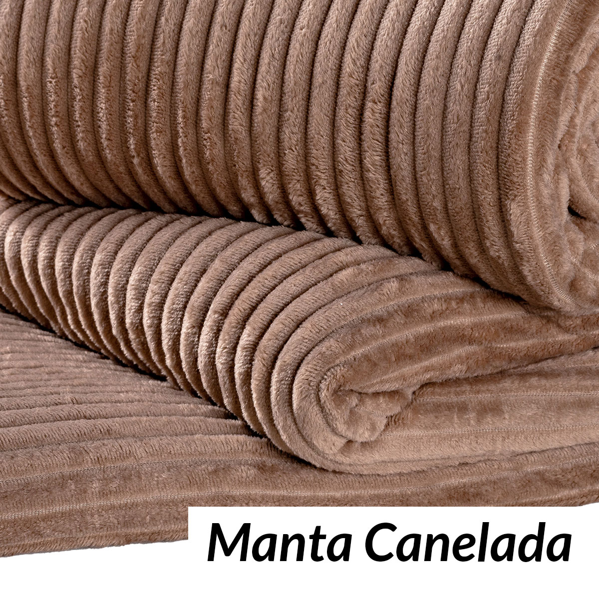 Manta Canelada Microfibra Cáqui Queen 2,20m x 2,40m