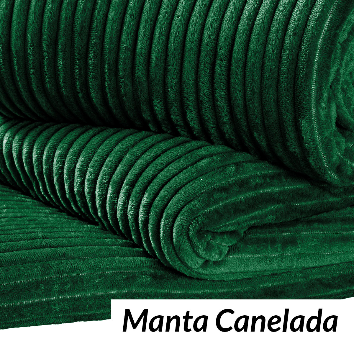 Manta Cobertor Microfibra Canelada Queen 2,20m x 2,40m Verde