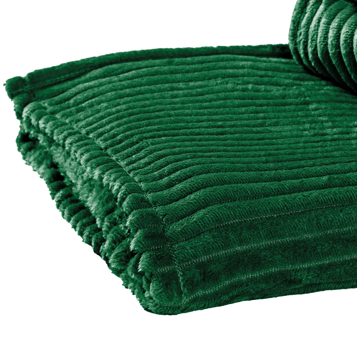 Manta Cobertor Microfibra Canelada Queen 2,20m x 2,40m Verde