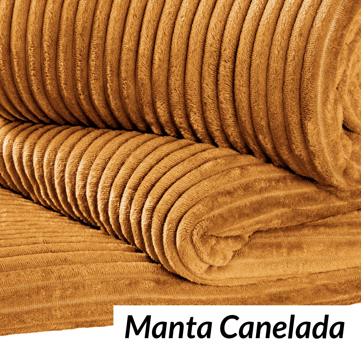 Mantinha Microfibra Canelada Queen 2,20m x 2,40m Mostarda
