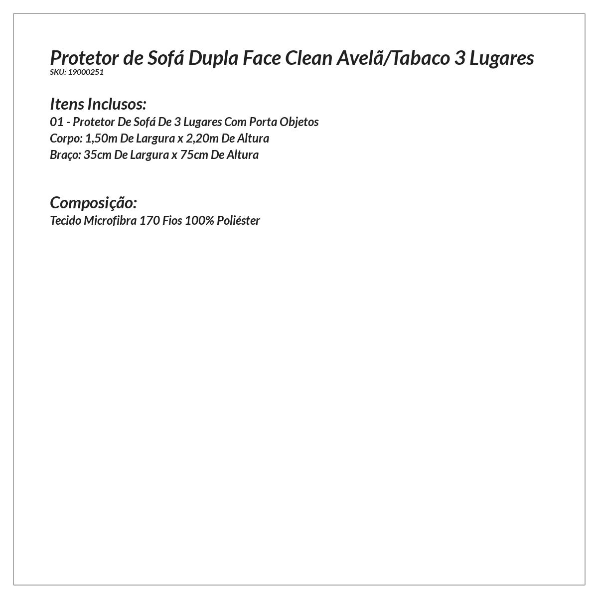 Protetor Sofá 3 Lugares Dupla Face Tabaco / Avelã Matelado