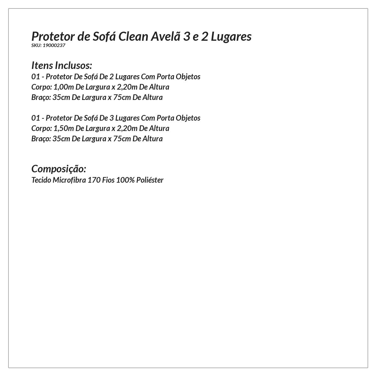 Protetor de Sofá Clean Avelã 3 e 2 Lugares
