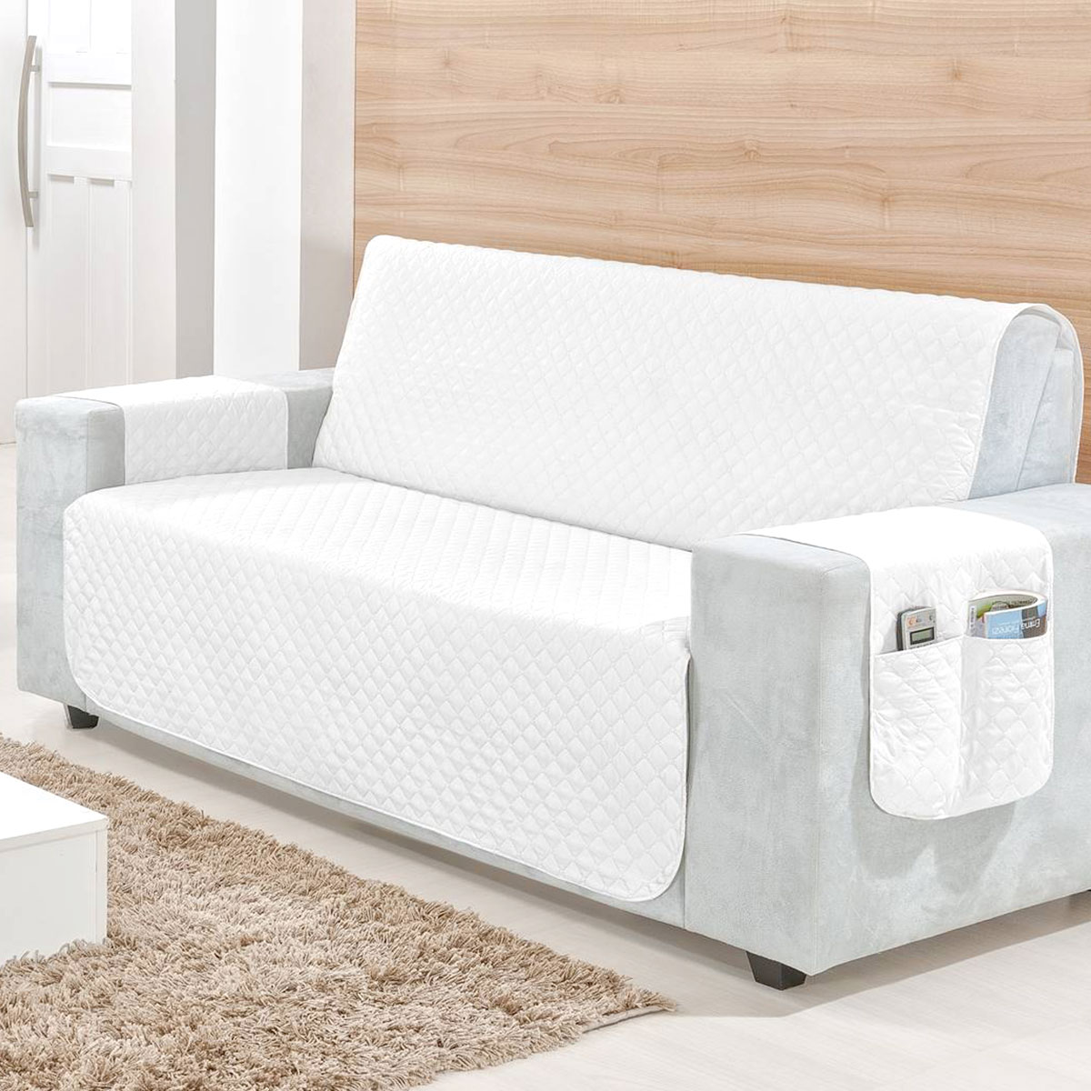 Protetor de Sofá Clean Branco 3 e 2 Lugares