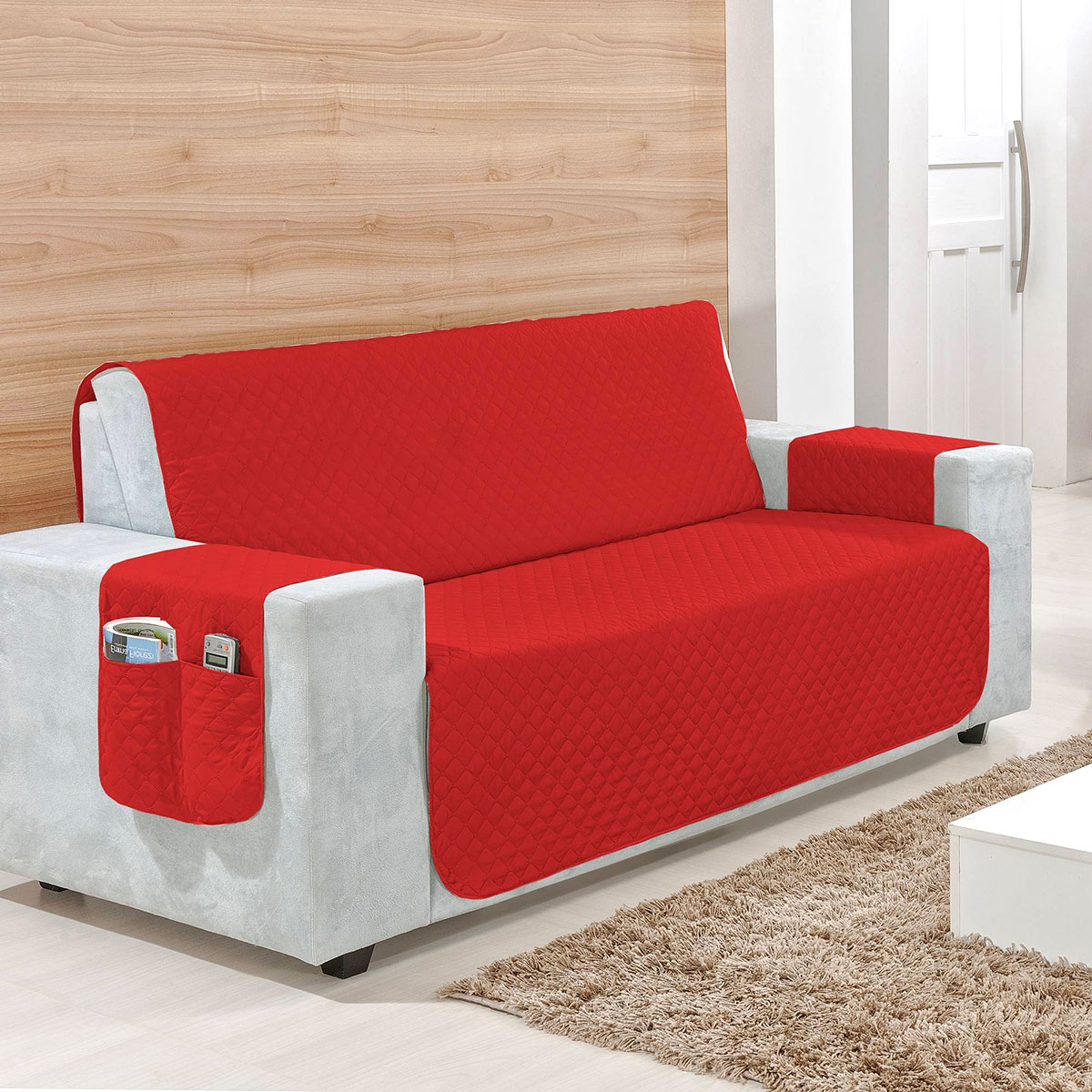 Protetor de Sofá Clean Vermelho 2 Lugares
