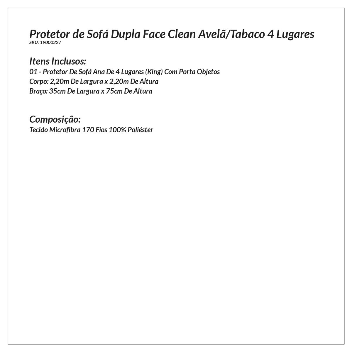 Protetor de Sofá Dupla Face Clean Avelã/Tabaco 4 Lugares