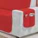 Protetor de Sofá Vermelho 3 Lugares Clássico Liso Matelado com Porta Objetos