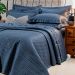 Roupa de Cama Queen 400 Fios Egípcio Azul 100% Algodão Bordado 4 Peças