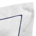 Roupa de Cama Queen de Algodão 200 Fios Liso Branco com Detalhe em Azul Marinho 4 Peças