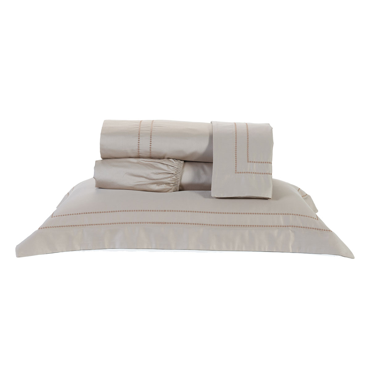 Roupa de Cama Solteiro 400 Fios Egípcio Cáqui 100% Algodão 3 Peças