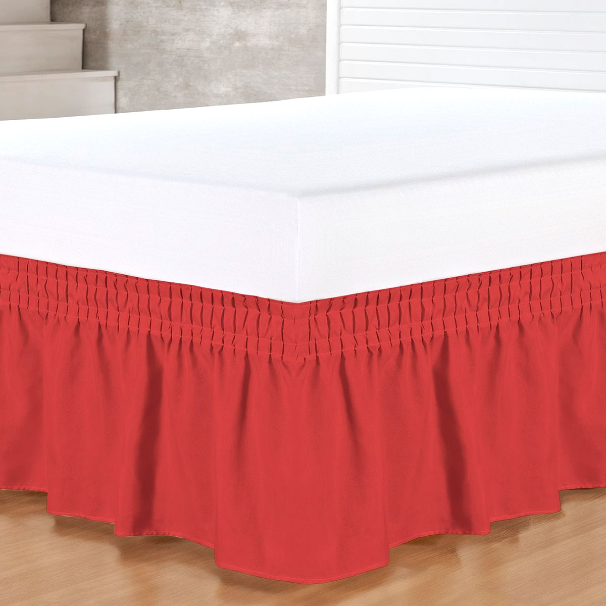 Saia para Cama Box Vermelha lisa Queen Size Tecido Microfibra 170 Fios