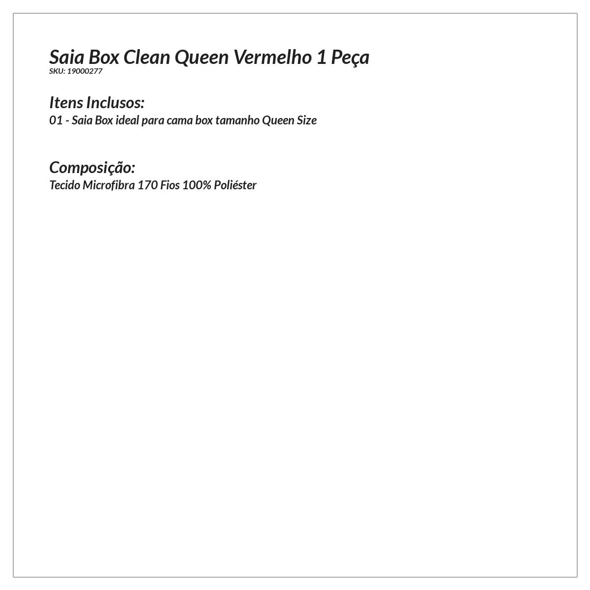 Saia para Cama Box Vermelha lisa Queen Size Tecido Microfibra 170 Fios