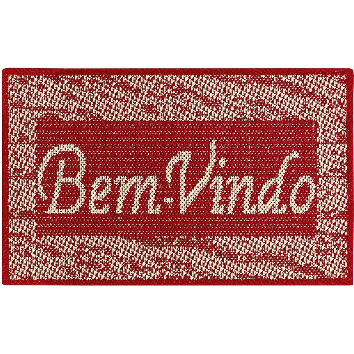 Tapete Bem Vindo Sisal 65cm x 40cm Antiderrapante Vermelho