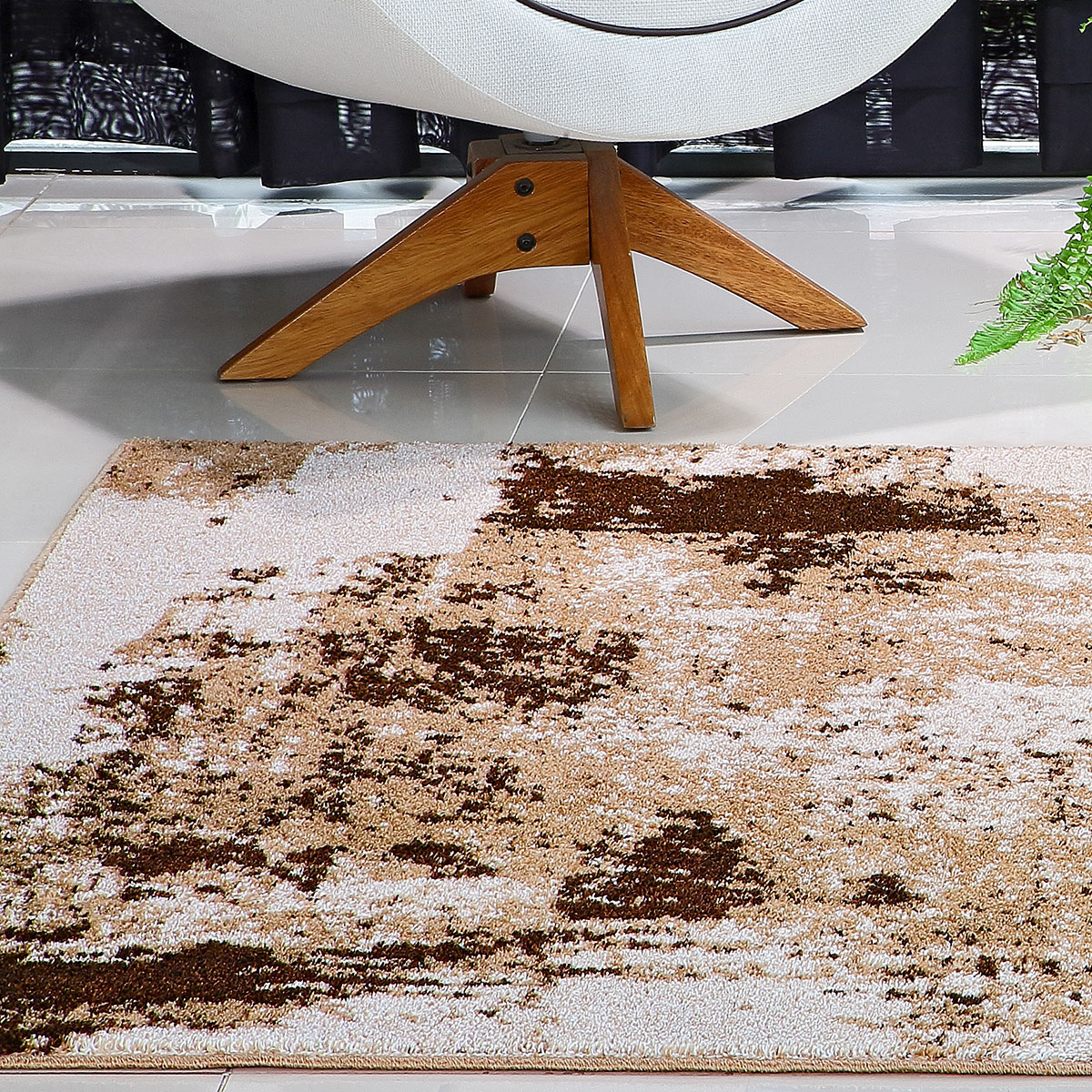 Tapete Decorativo de Sala ou Quarto Prime Antiderrapante 2,00m x 1,50m Abstrat Caramelo