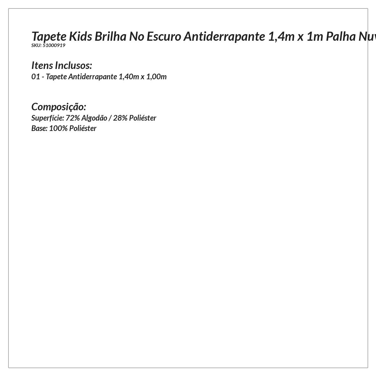 Tapete Infantil que Brinca no Escuro Menino Azul Nuvem Antiderrapante 1,4m x 1m