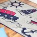 Tapete de Quarto Infantil Estampada de Veludo Antiderrapante 1,50m x 1,00m Marinho