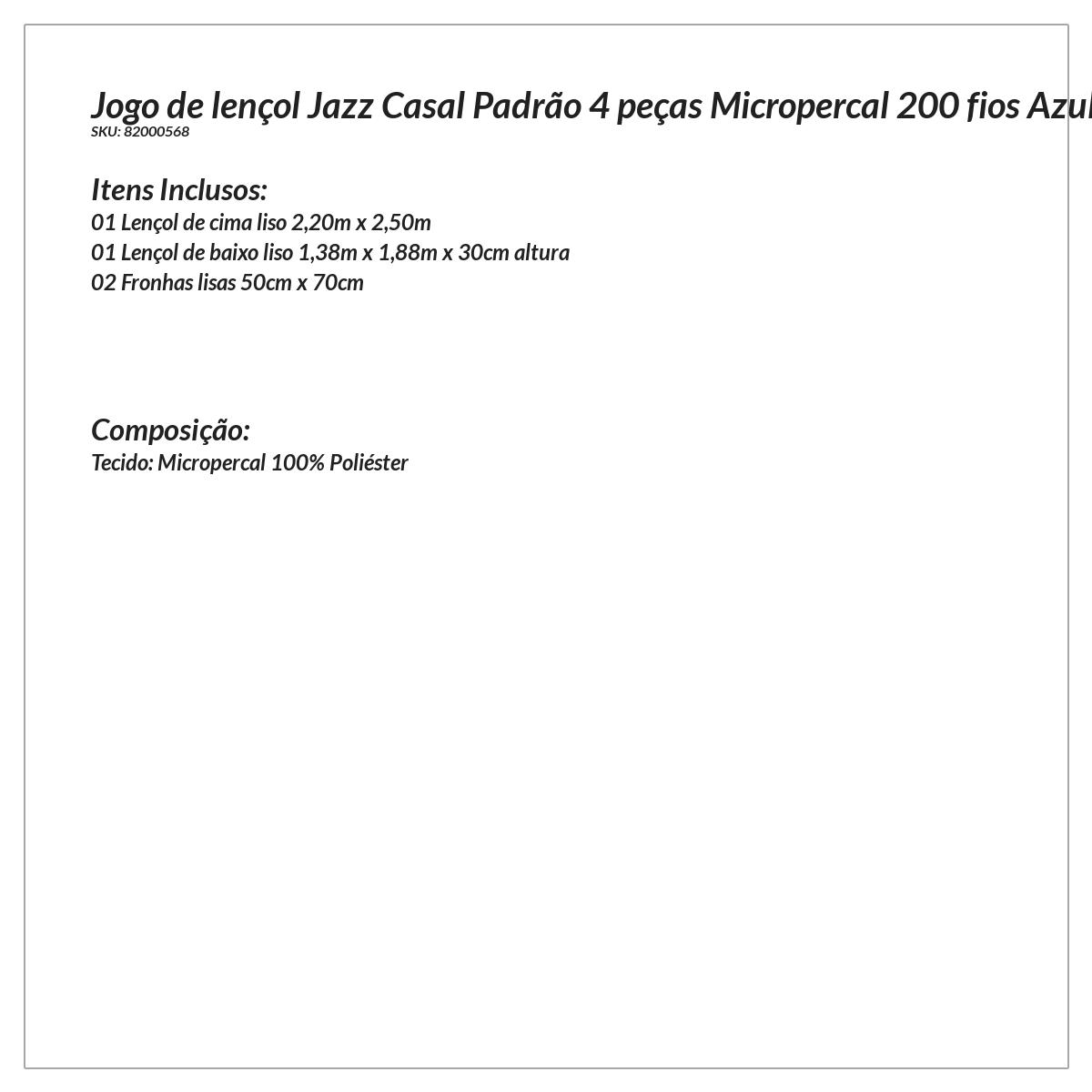kit Lençol Liso Azul Marinho Casal 4 peças Micropercal 200 fios 2,20m x 2,50m