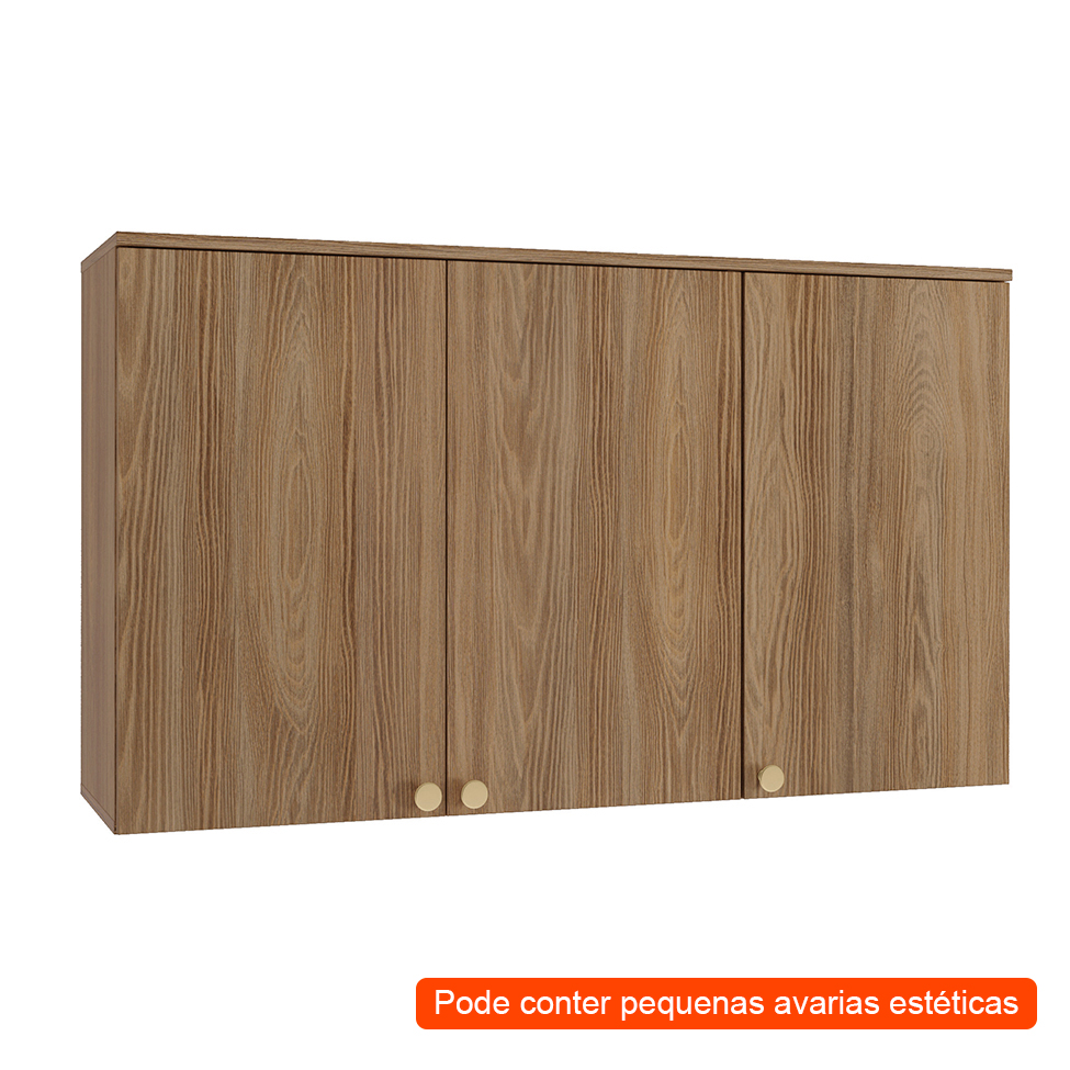 [OUTLET] Armário Aéreo Botanic 3 PT Nogueira 120 cm